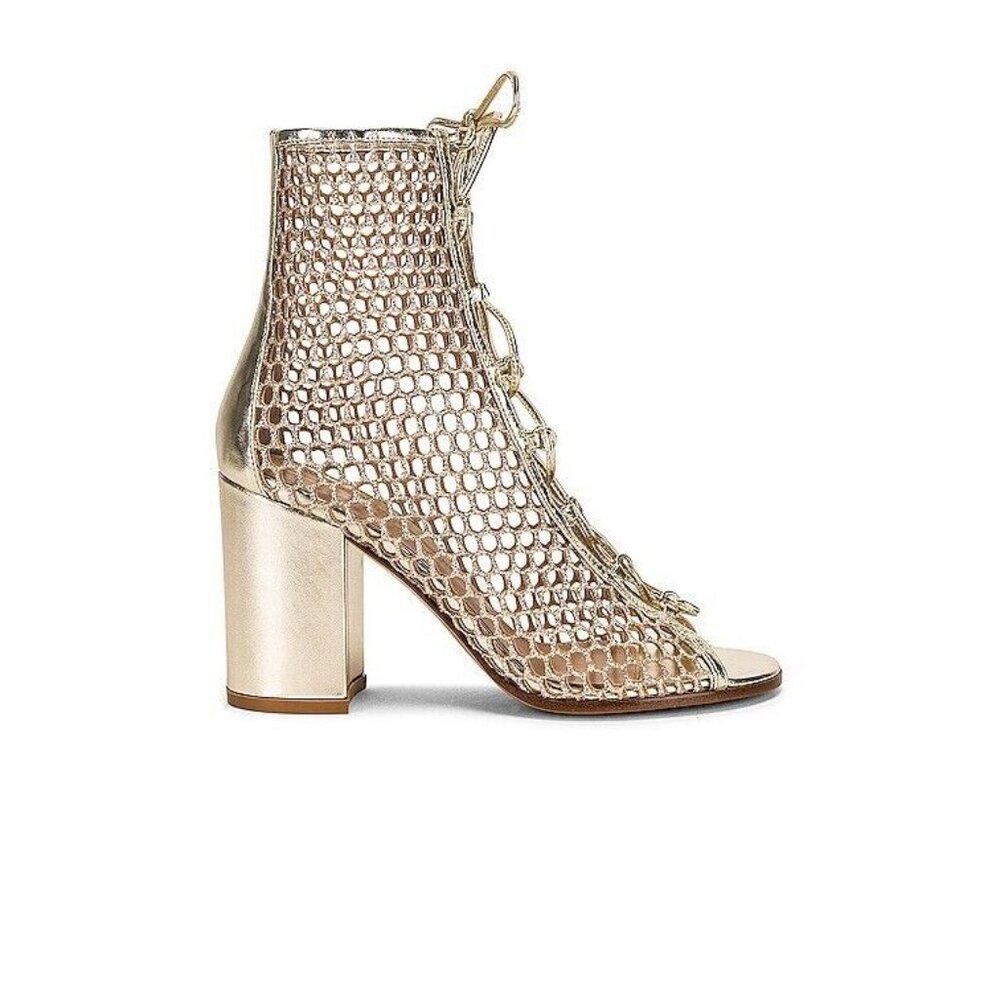 GIANVITO ROSSI Santana Glitter Booties Platino Metallic Gold